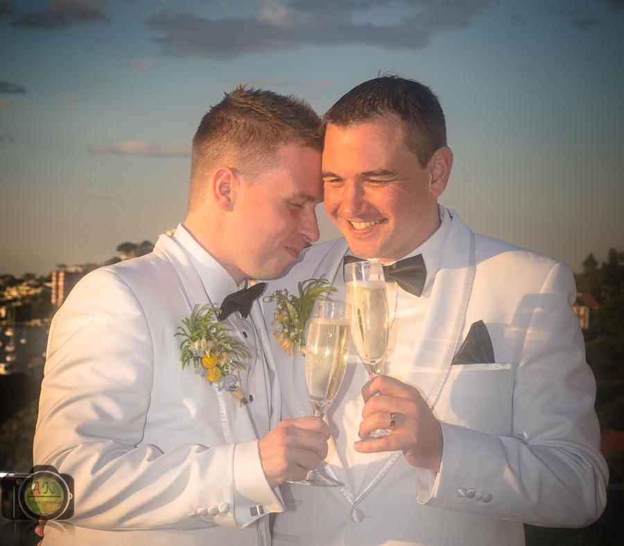Happy gay couple in their wedding in Sydney